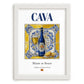 Cava – Spanish Sparkling Wine, Wine Bar Print, placed in minimal white frame