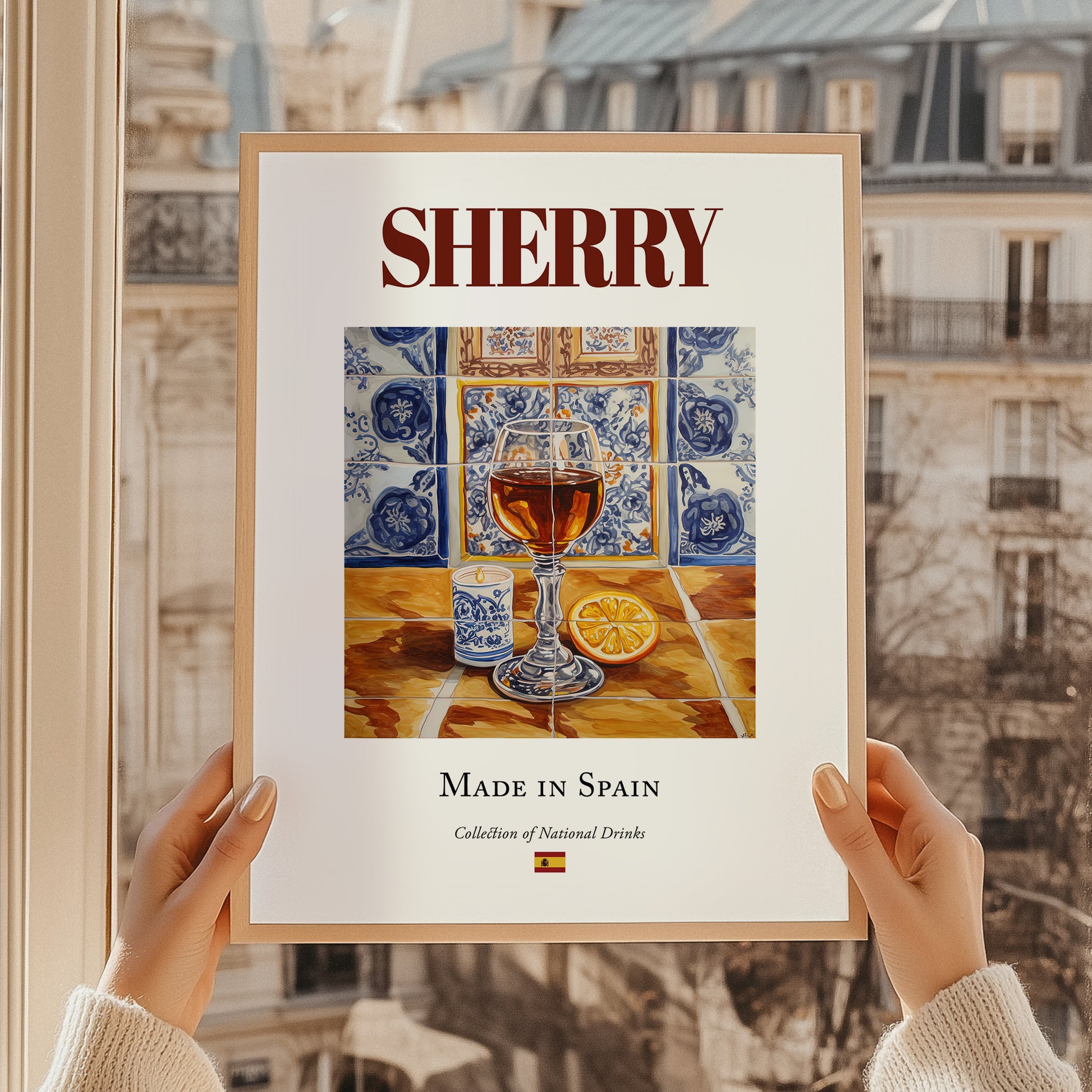 Sherry – Spanish Dessert Wine, Vinoteca Illustration, styled in a charming Paris street view
