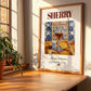 Sherry – Spanish Dessert Wine, Vinoteca Illustration, no-text version framed in wood