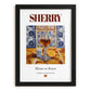 Sherry – Spanish Dessert Wine, Vinoteca Illustration, in sleek black frame