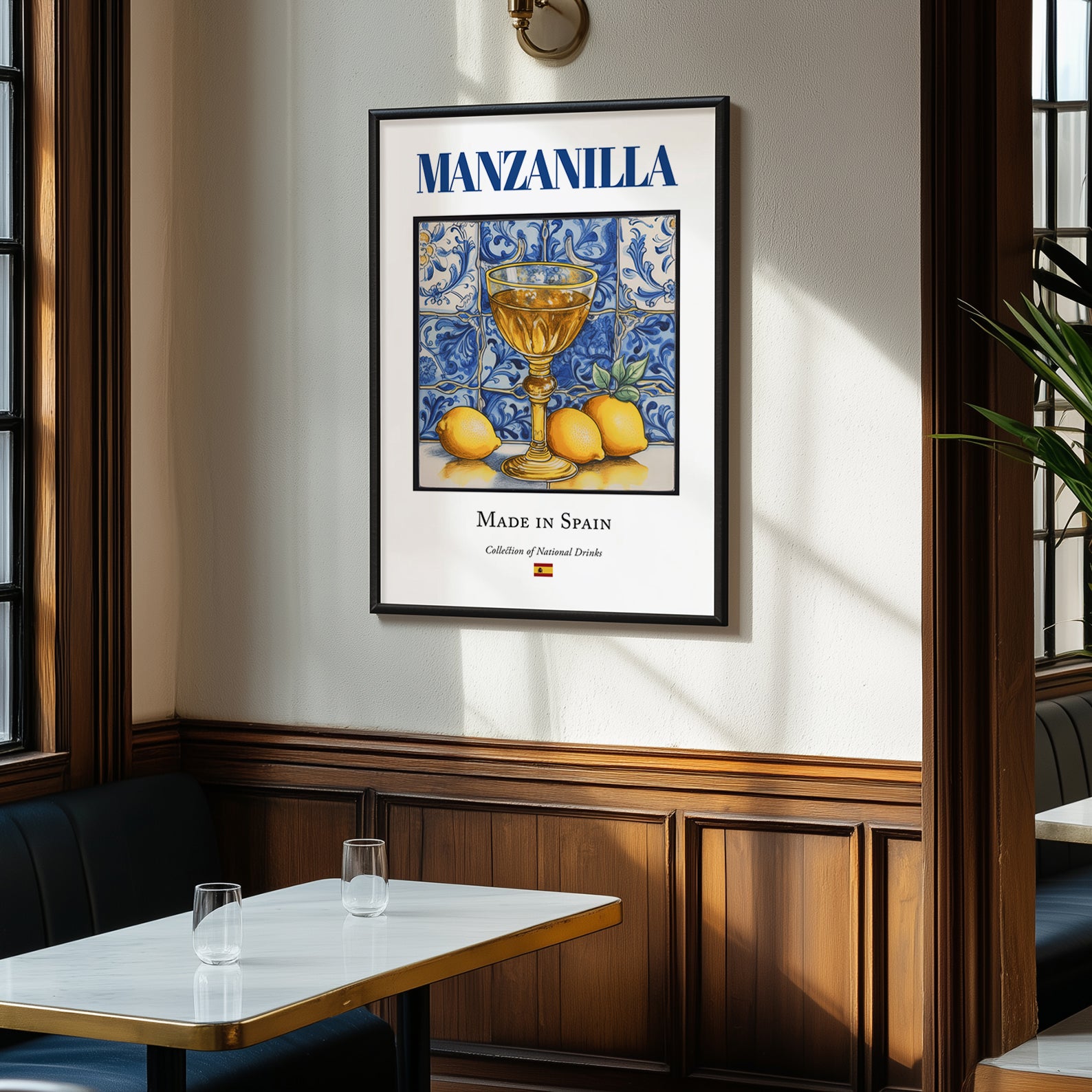 Manzanilla – Spanish Dessert Wine, Wine Bar Illustration, clean layout with no caption