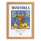 Manzanilla – Spanish Dessert Wine, Wine Bar Illustration, set in oak frame