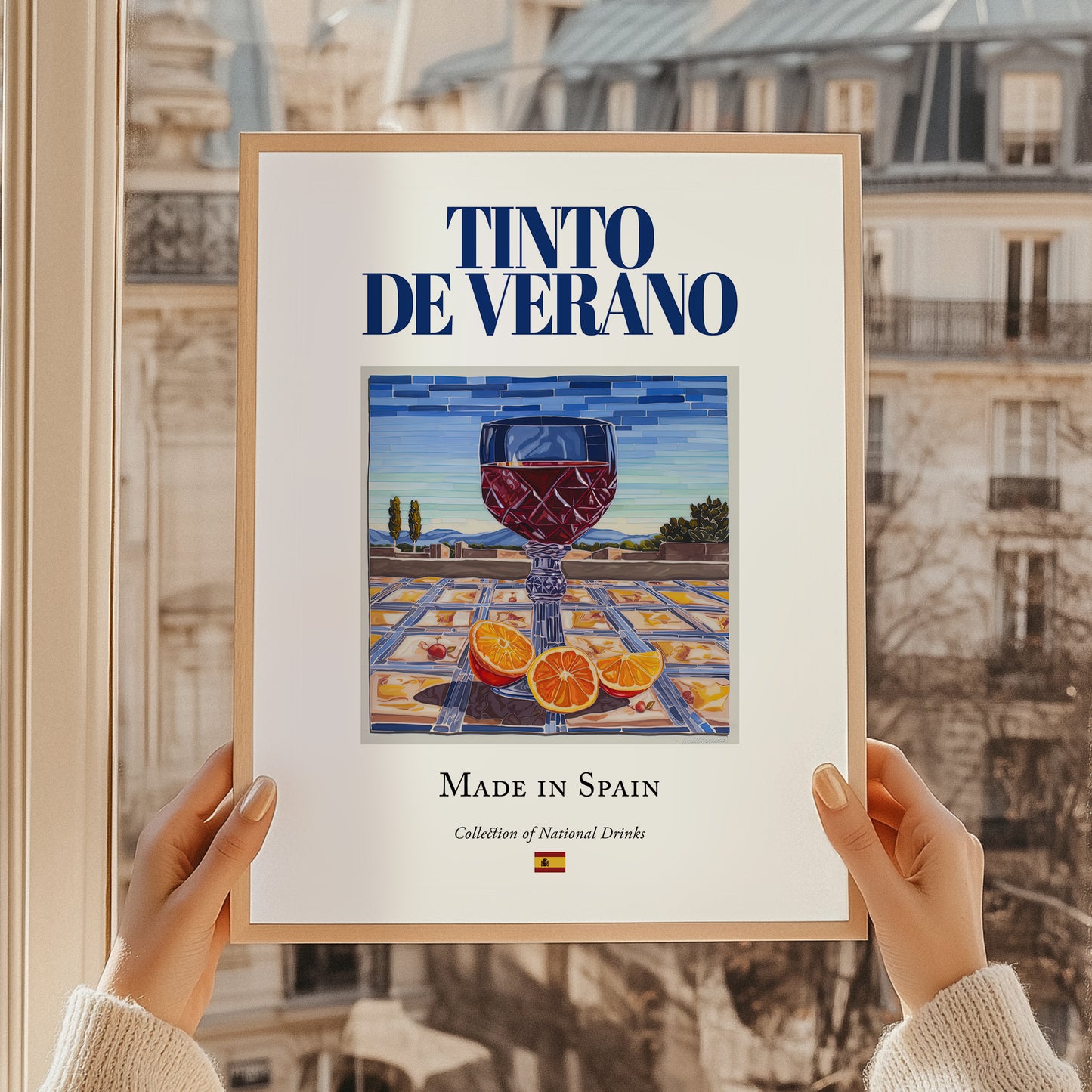 Tinto de Verano – Spanish Beverage Drink, Sky Bar Print, styled in a charming Paris street view
