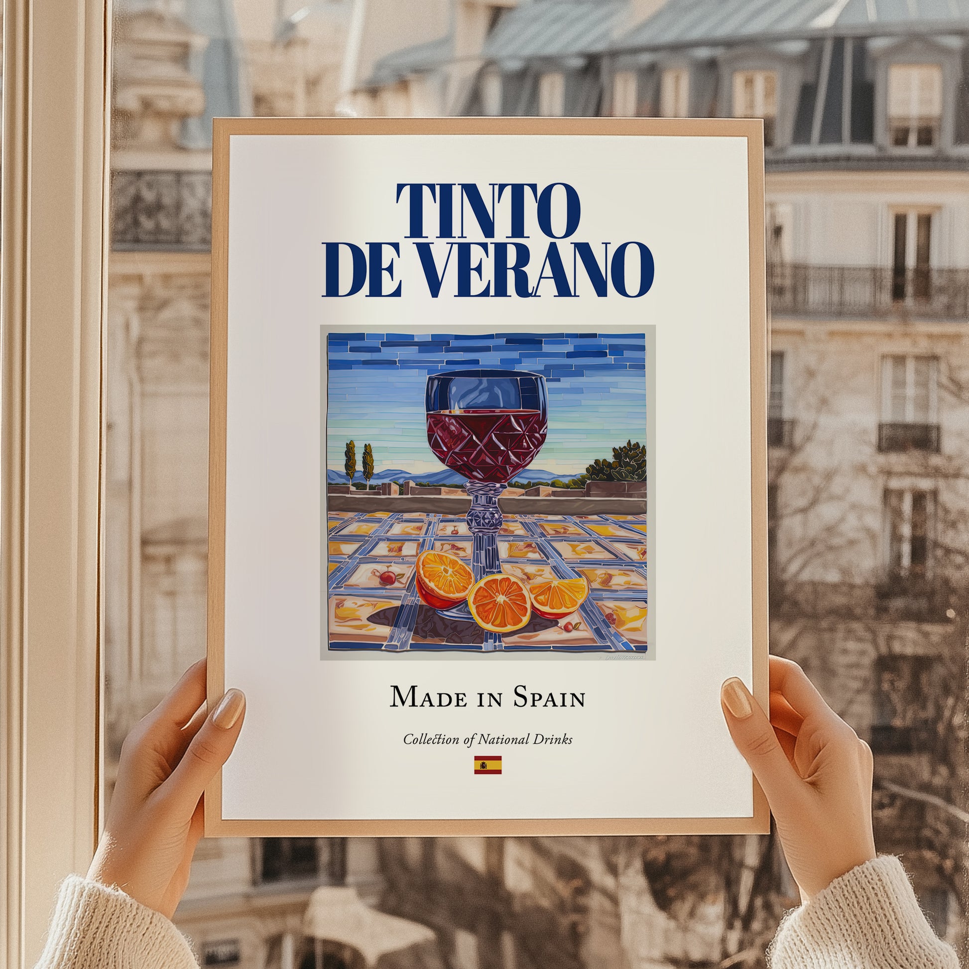Tinto de Verano – Spanish Beverage Drink, Sky Bar Print, styled in a charming Paris street view