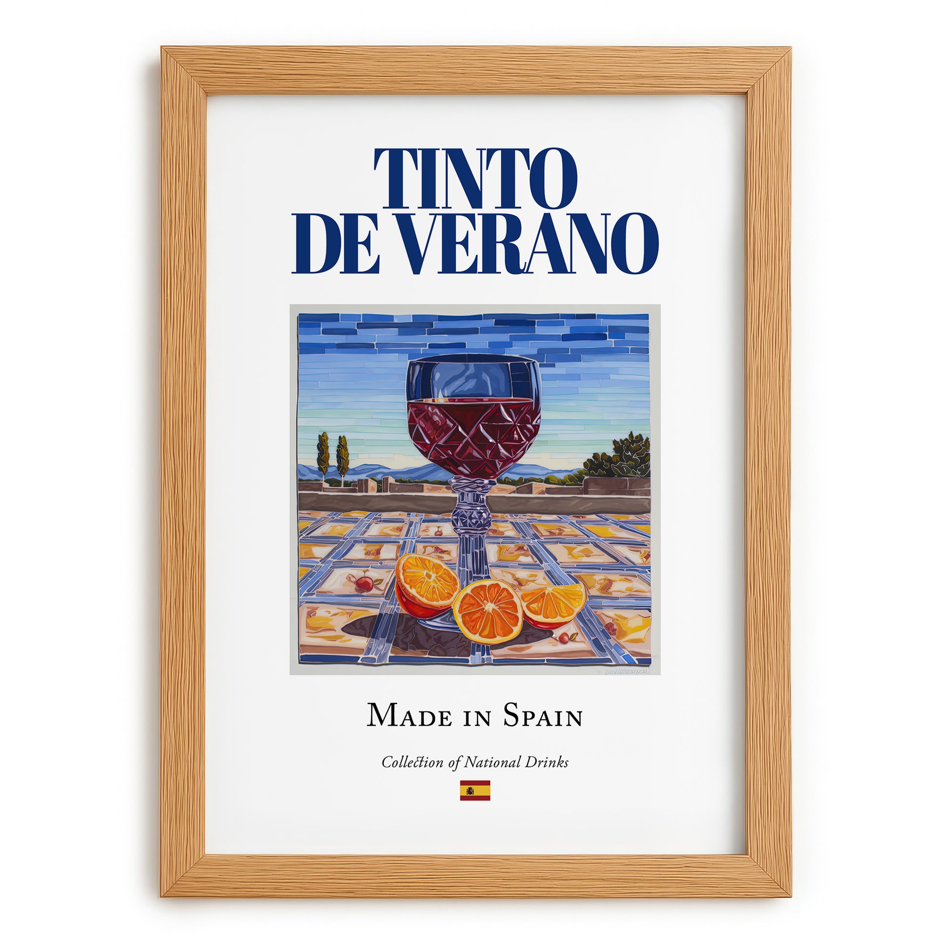 Tinto de Verano – Spanish Beverage Drink, Sky Bar Print, set in oak frame