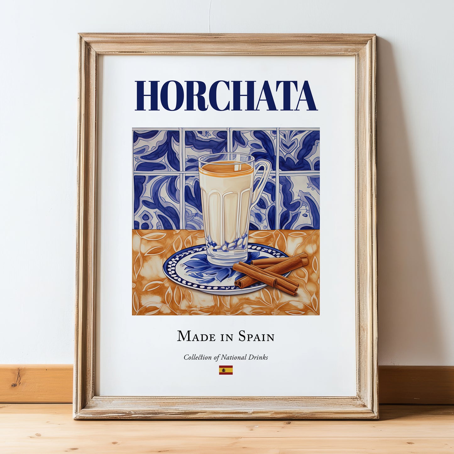Horchata – Spanish Beverage Drink, Hotel Lobby Still Life, in wooden frame leaning on the floor