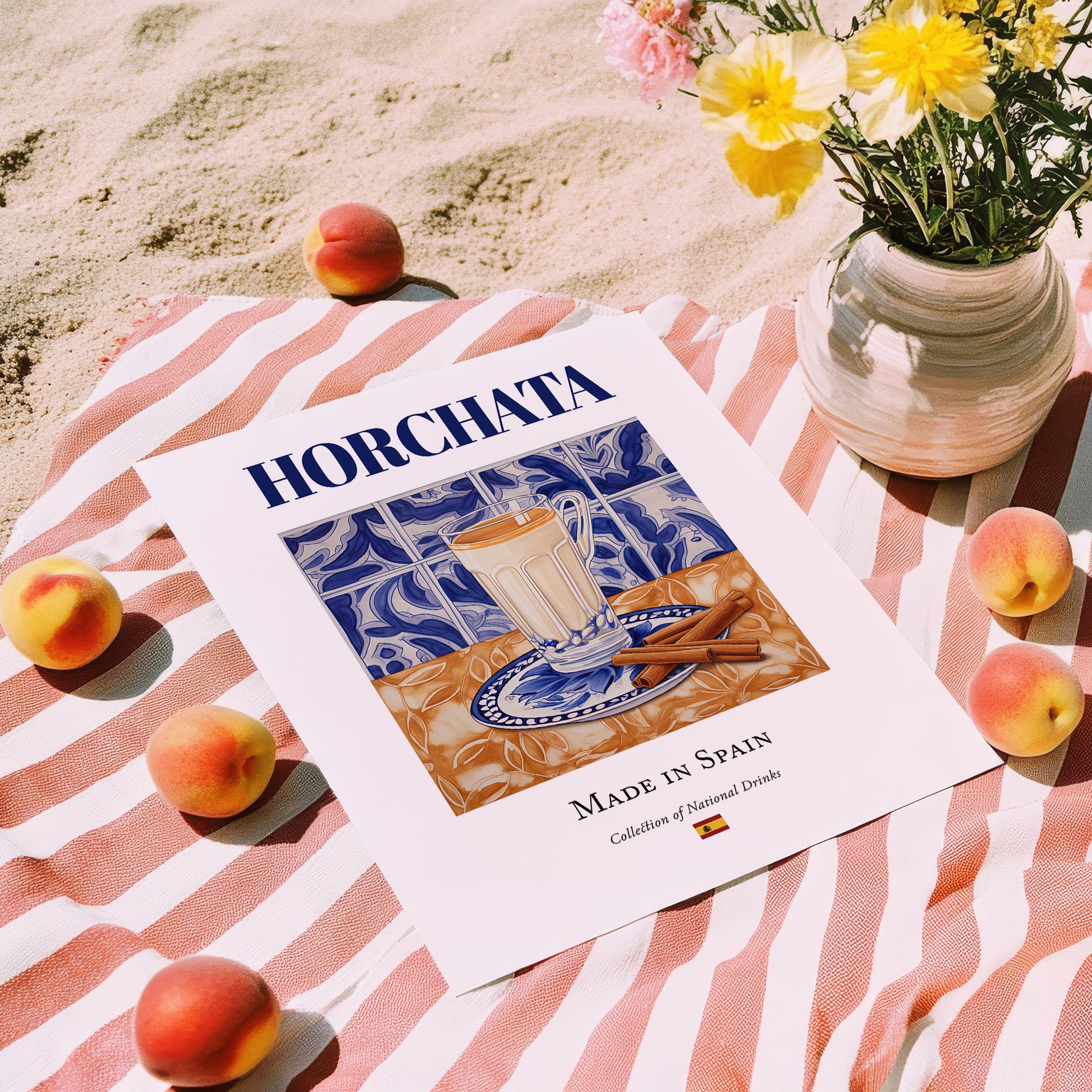 Horchata – Spanish Beverage Drink, Hotel Lobby Still Life, unframed on coastal sand