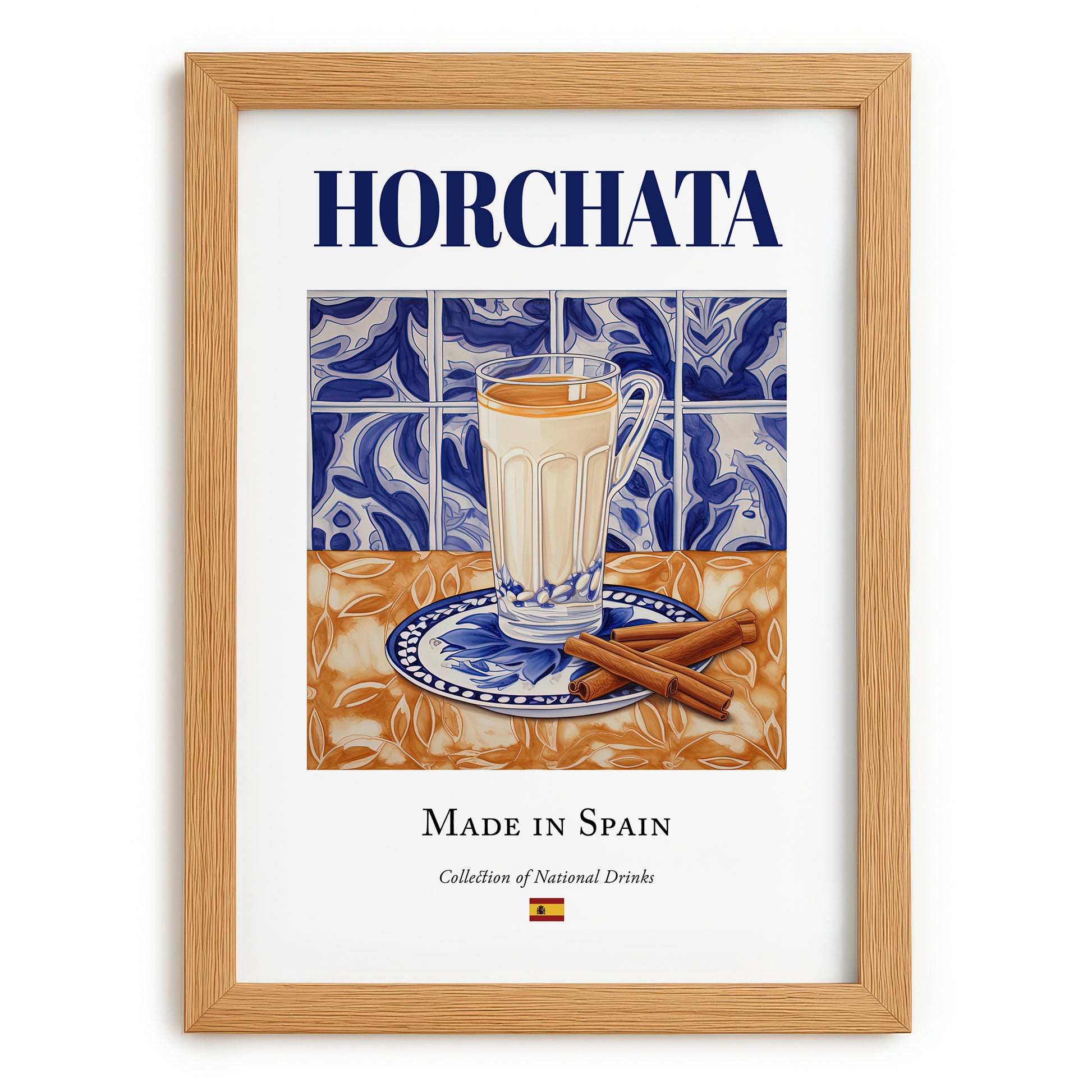 Horchata – Spanish Beverage Drink, Hotel Lobby Still Life, set in oak frame