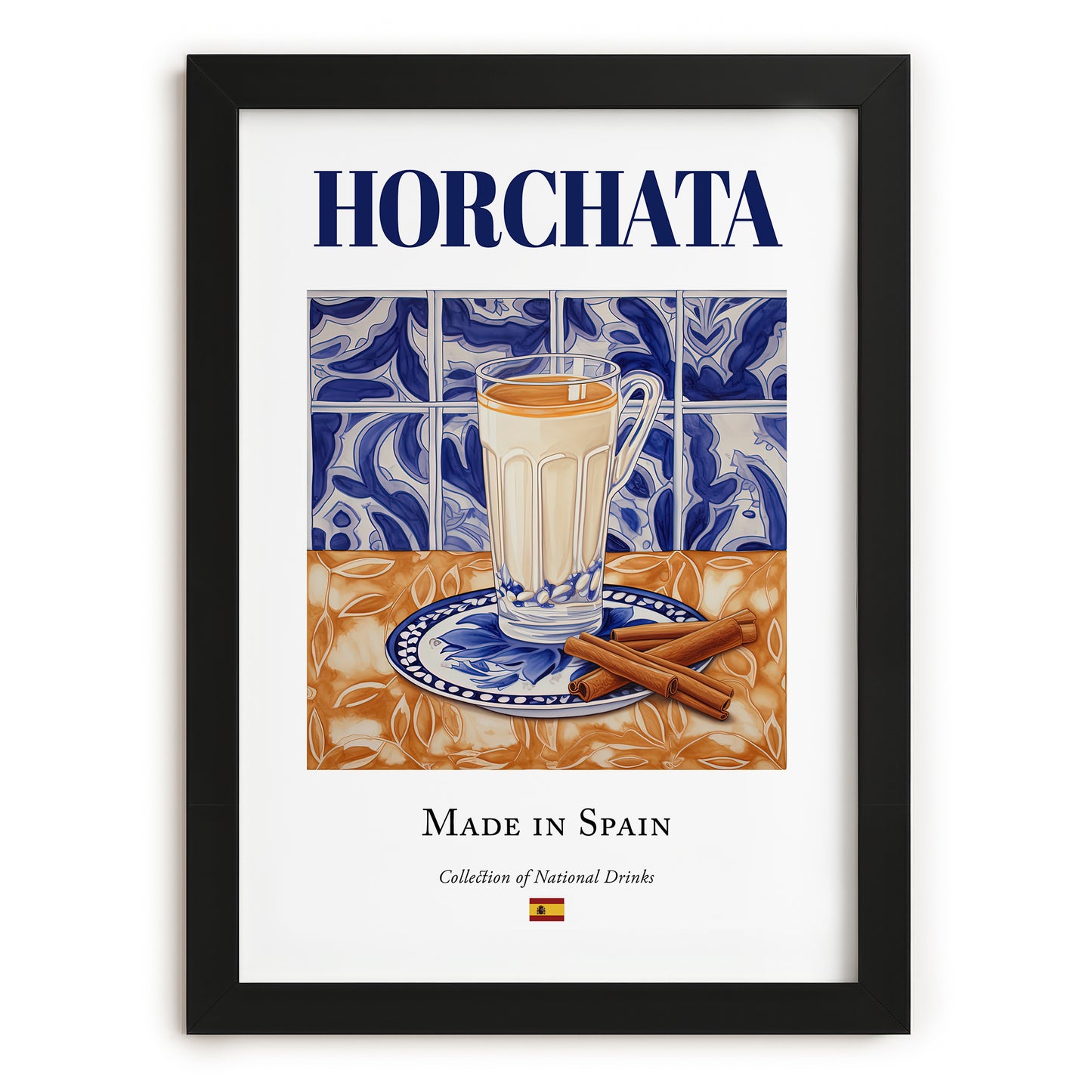 Horchata – Spanish Beverage Drink, Hotel Lobby Still Life, in sleek black frame