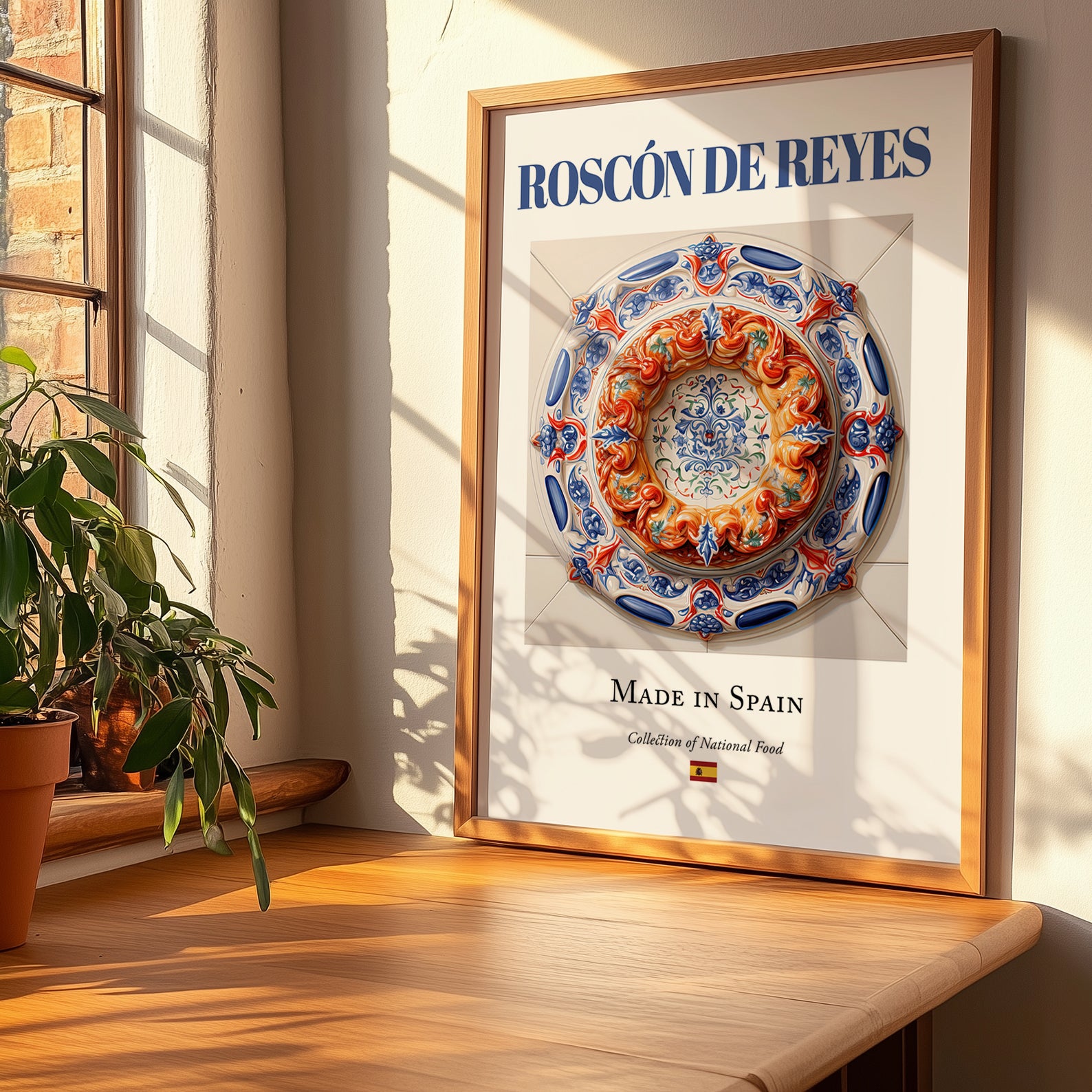 Roscón de Reyes – Spanish Dessert Dish, Brasserie Wall Art, no-text version framed in wood