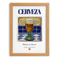 Cerveza – Spanish Beverage Drink, Rooftop Terrace Wall Art, set in oak frame