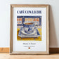 Café con Leche – Spanish Coffee, Street Café Poster, in wooden frame leaning on the floor