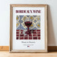 Bordeaux wine – French Red Wine, Wine Bar Wall Art, in wooden frame leaning on the floor