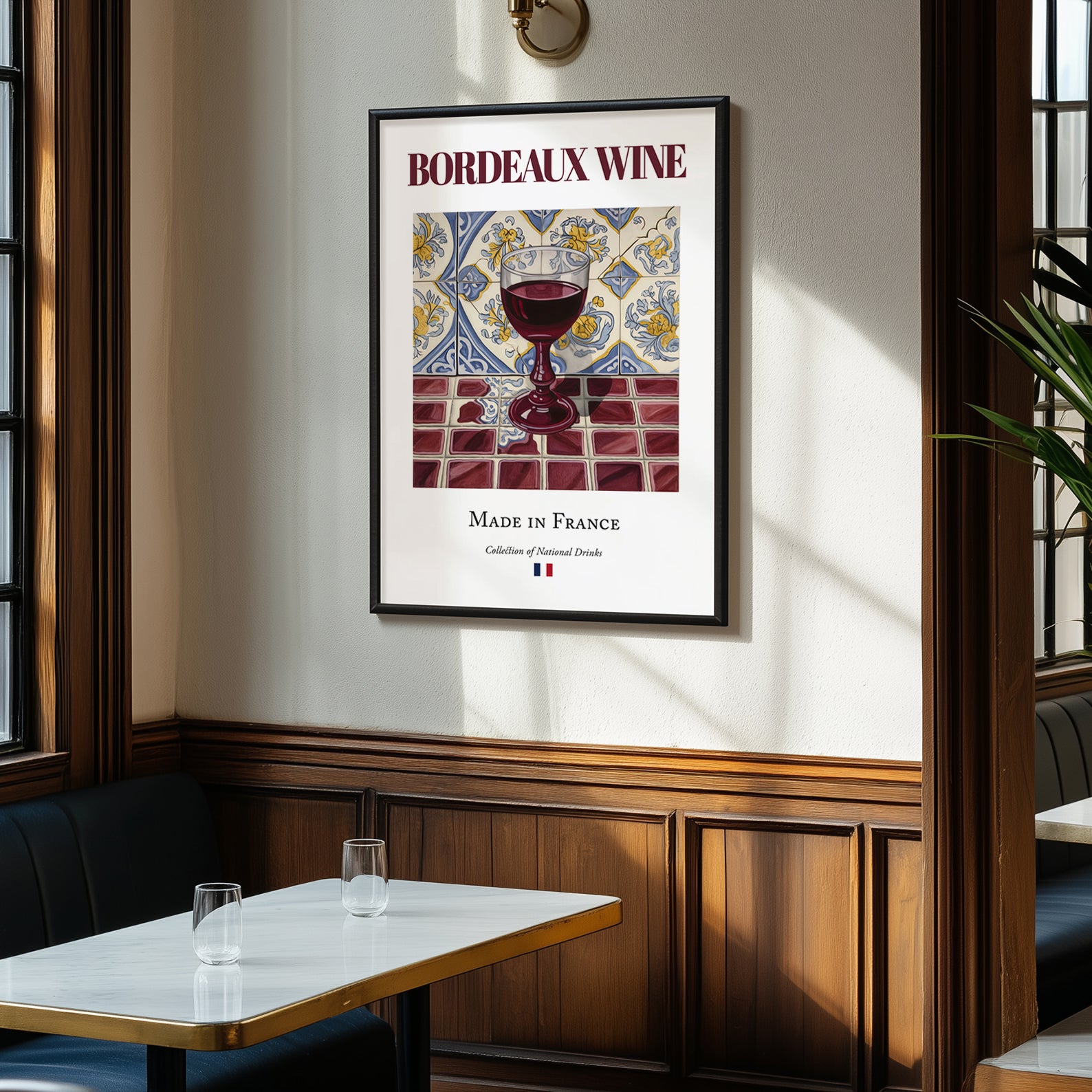 Bordeaux wine – French Red Wine, Wine Bar Wall Art, clean layout with no caption