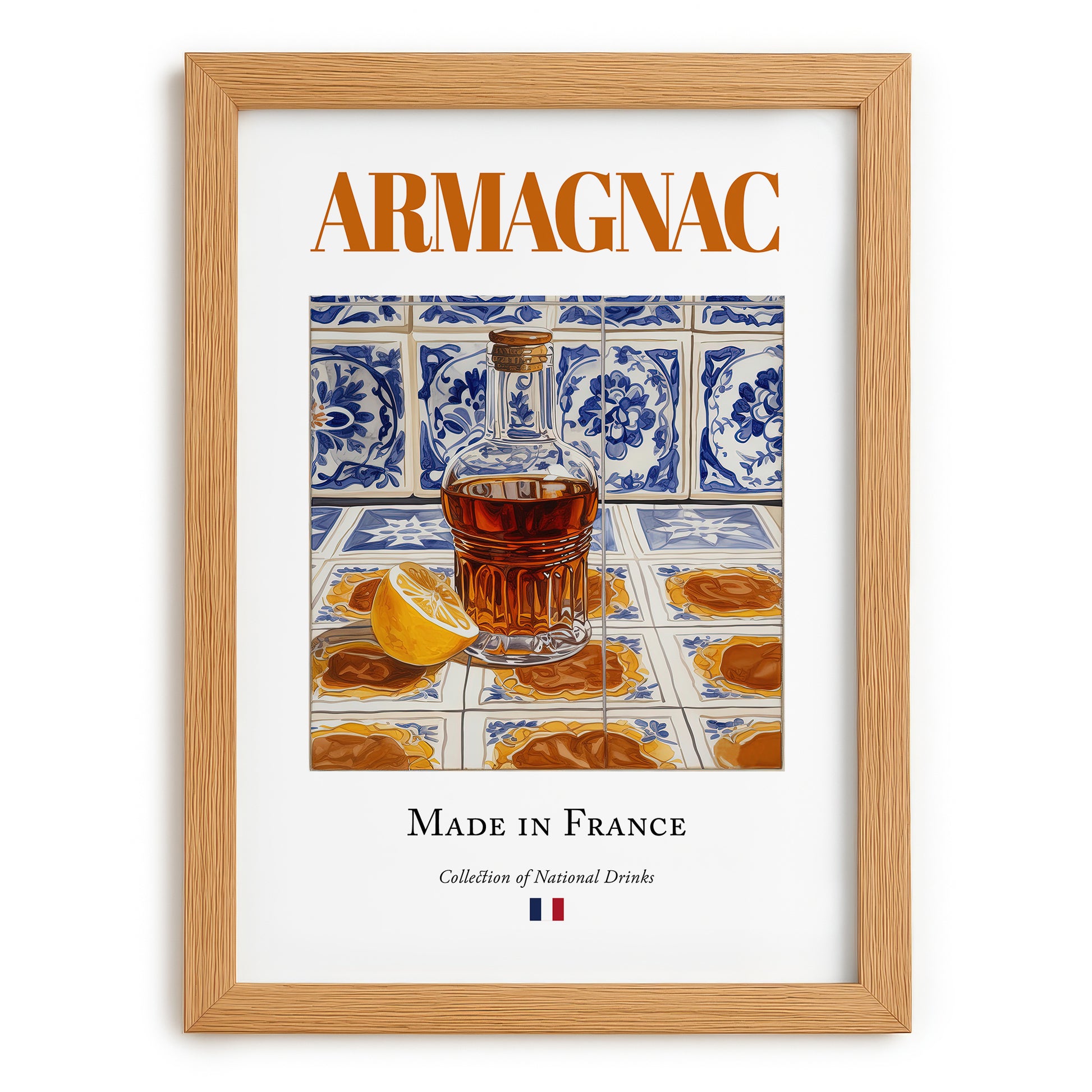 Armagnac – French Spirit Drink, Jazz Bar Poster, set in oak frame