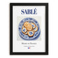Sablé – French Dessert Dish, Bistro Wall Art, in sleek black frame