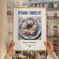 Paris-Brest – French Dessert Dish, Farmhouse Kitchen Poster, styled in a charming Paris street view