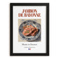 Jambon de Bayonne – French Meat Dish, Tavern Print, in sleek black frame