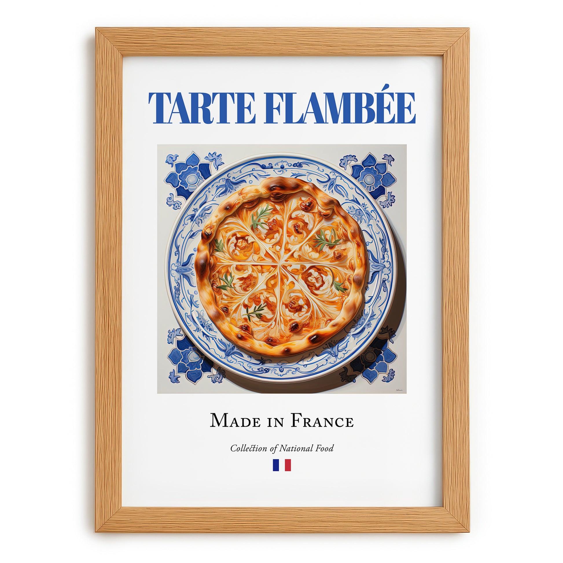 Tarte flambée – French Pastry Dish, Bistro Poster, set in oak frame