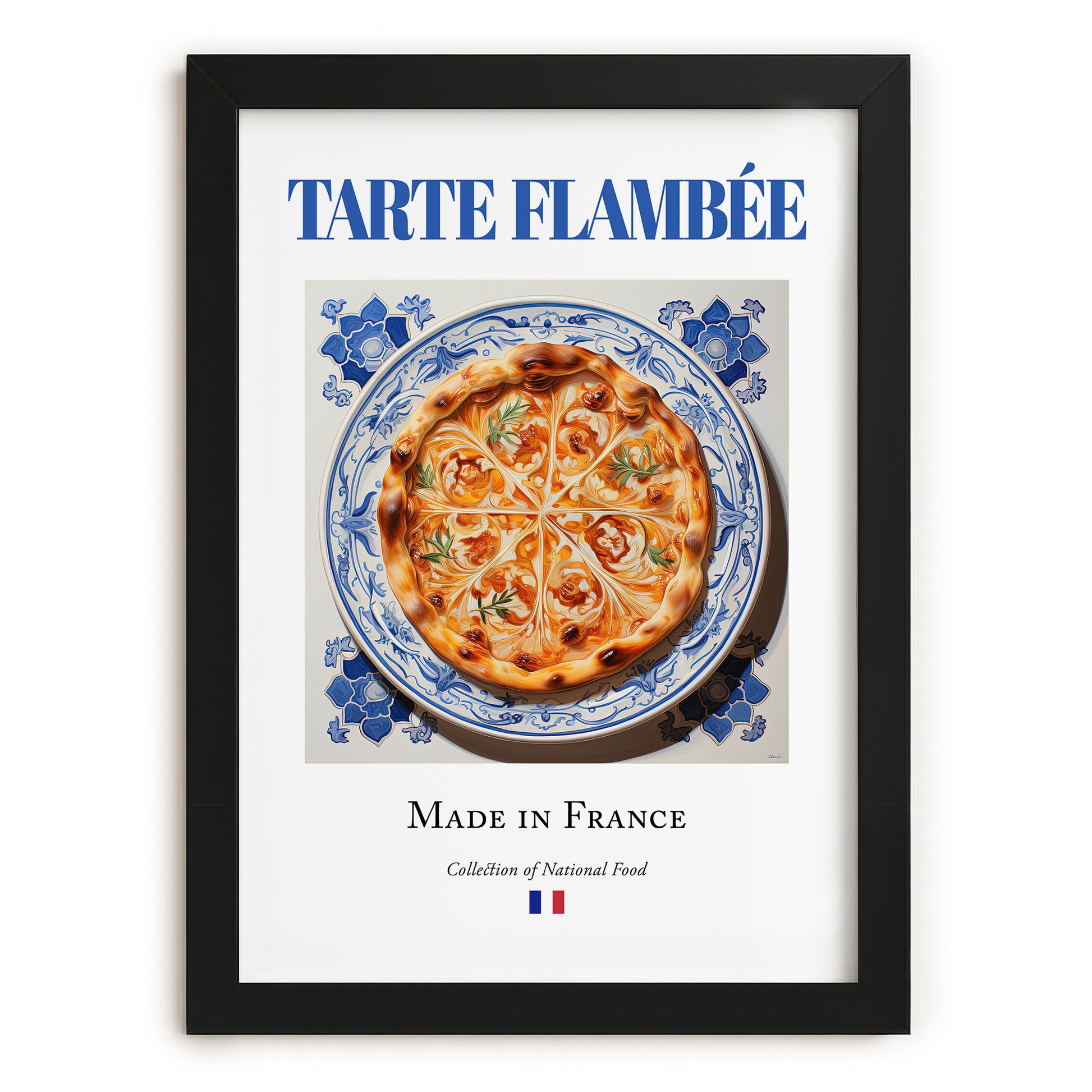Tarte flambée – French Pastry Dish, Bistro Poster, in sleek black frame