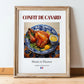 Confit de canard – French Meat Dish, Farmhouse Kitchen Wall Decor, in wooden frame leaning on the floor
