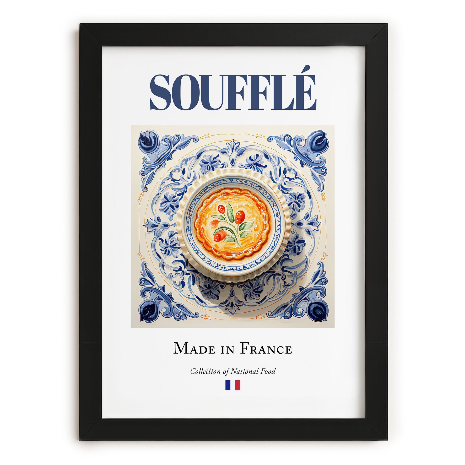Soufflé – French Dish, Brasserie Print, in sleek black frame