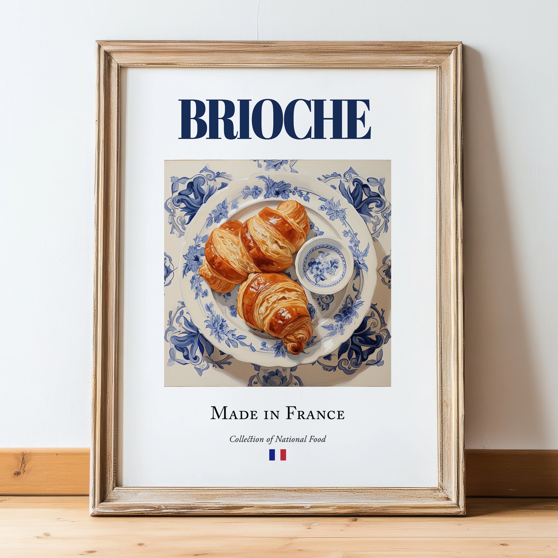 Brioche – French Bread Dish, Brasserie Still Life, in wooden frame leaning on the floor