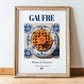 Gaufre – French Dessert Dish, Farmhouse Kitchen Print, in wooden frame leaning on the floor