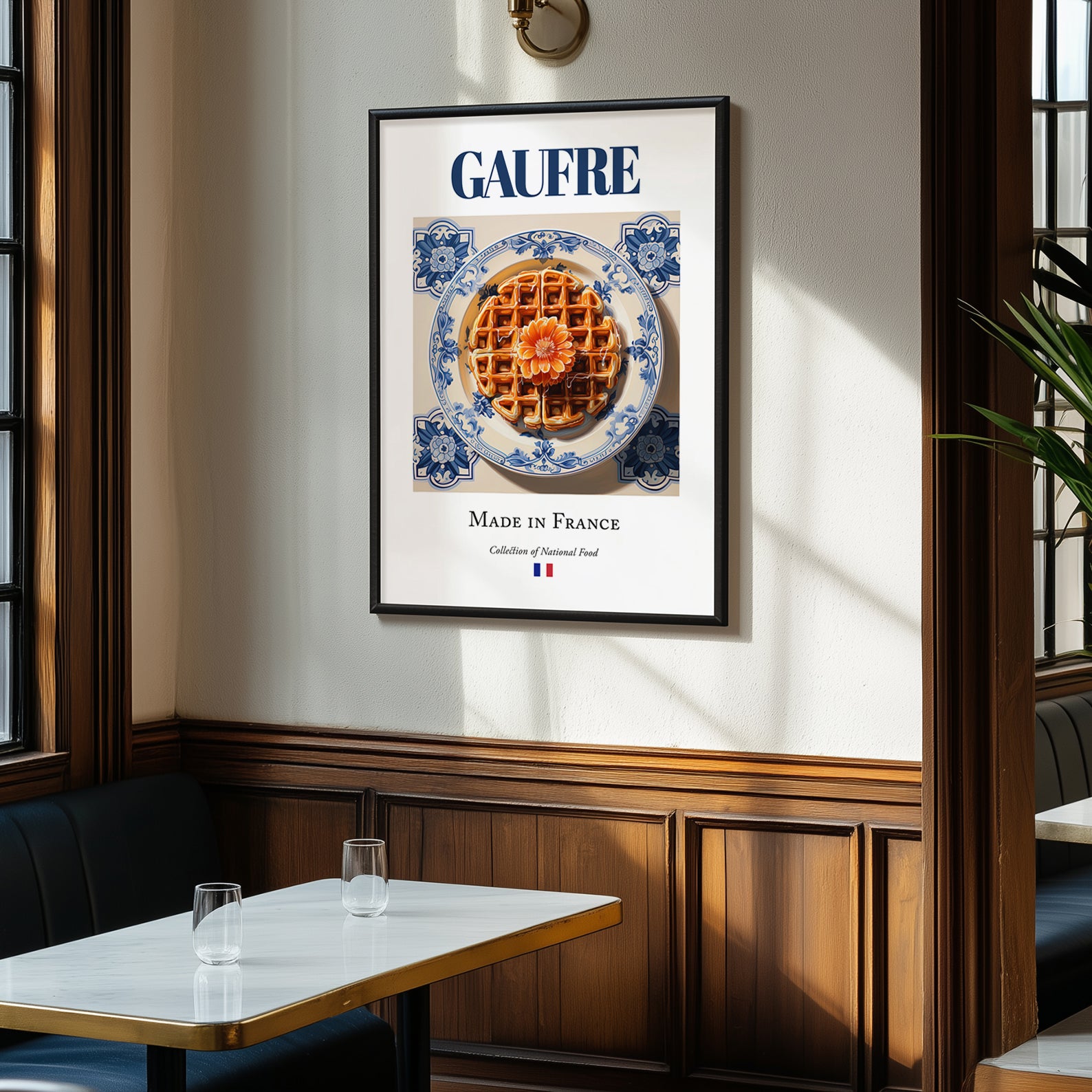 Gaufre – French Dessert Dish, Farmhouse Kitchen Print, clean layout with no caption