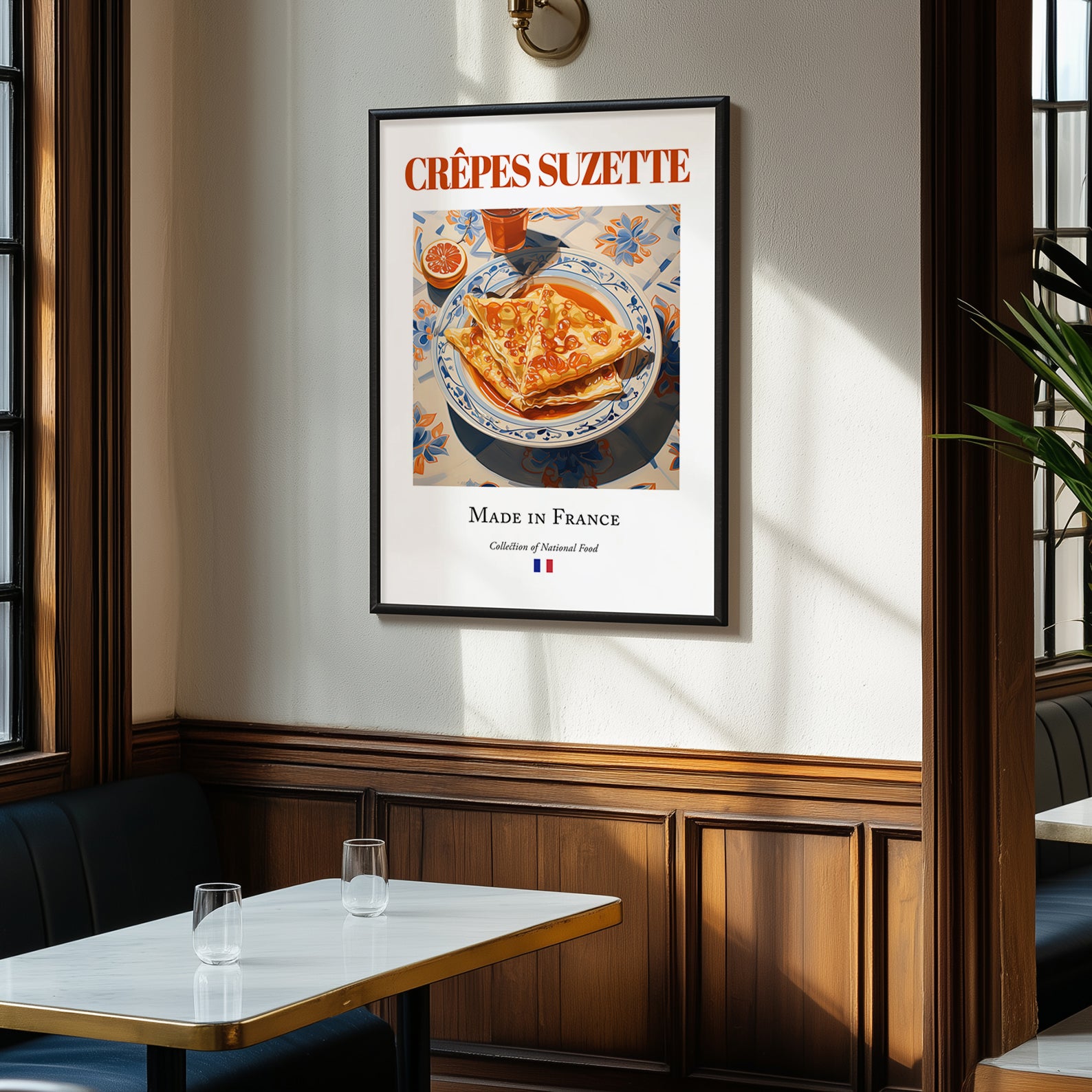 Crêpes Suzette – French Dessert Dish, Farmhouse Kitchen Still Life, clean layout with no caption