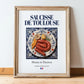 Saucisse de Toulouse – French Meat Dish, Farmhouse Kitchen Illustration, in wooden frame leaning on the floor