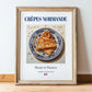 Crêpes Normande – French Dessert Dish, Tavern Poster, in wooden frame leaning on the floor