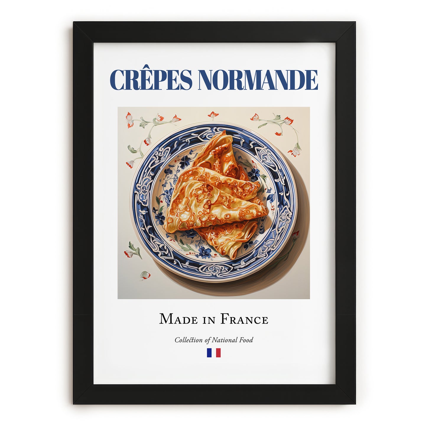 Crêpes Normande – French Dessert Dish, Tavern Poster, in sleek black frame