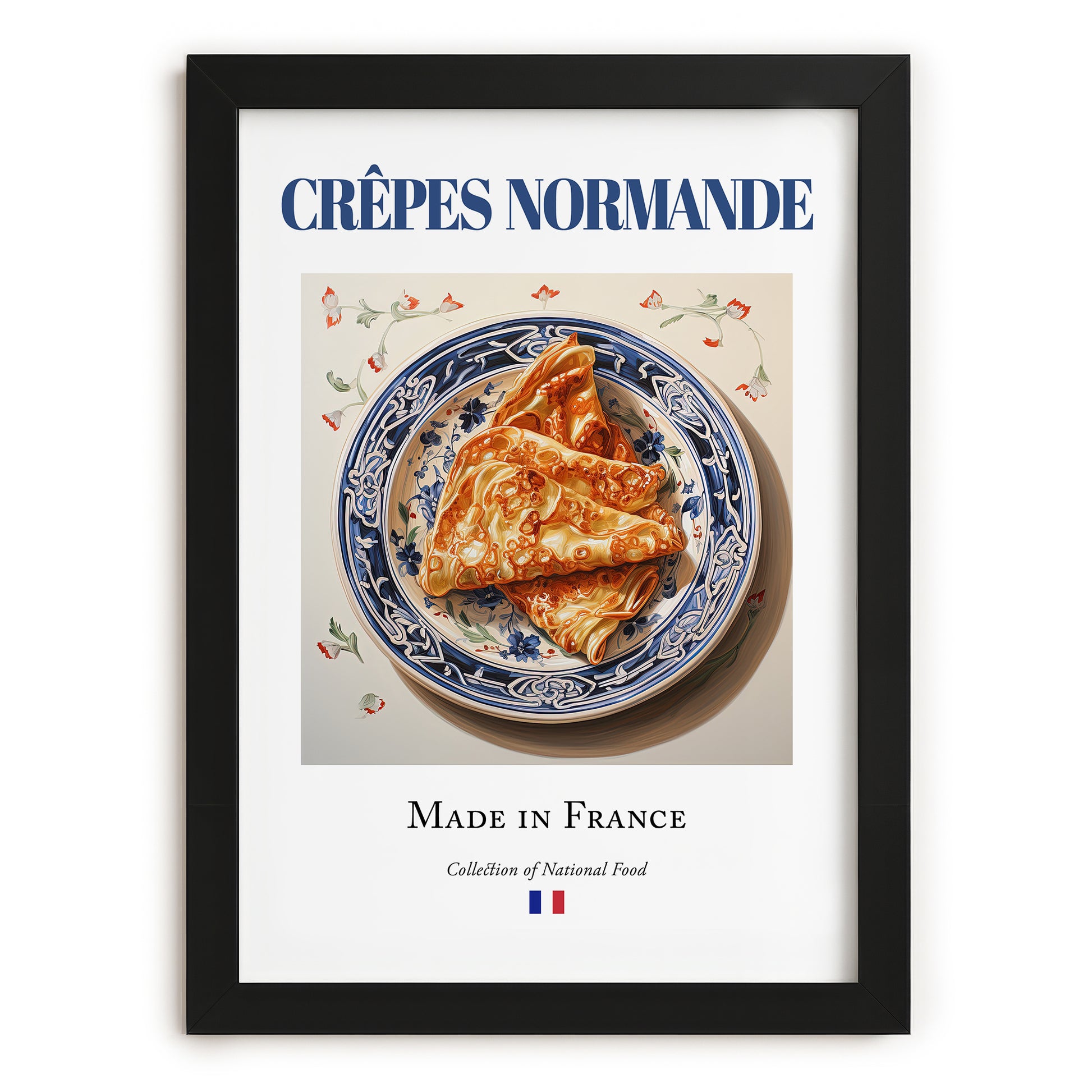 Crêpes Normande – French Dessert Dish, Tavern Poster, in sleek black frame