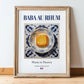 Baba au rhum – French Dessert Dish, Restaurant Illustration, in wooden frame leaning on the floor