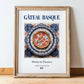 Gâteau Basque – French Dessert Dish, Bistro Poster, in wooden frame leaning on the floor