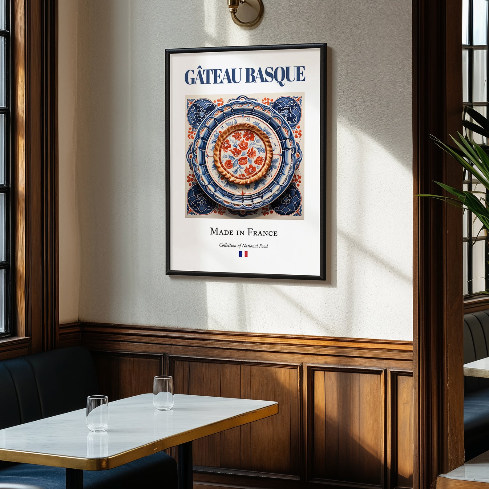 Gâteau Basque – French Dessert Dish, Bistro Poster, clean layout with no caption