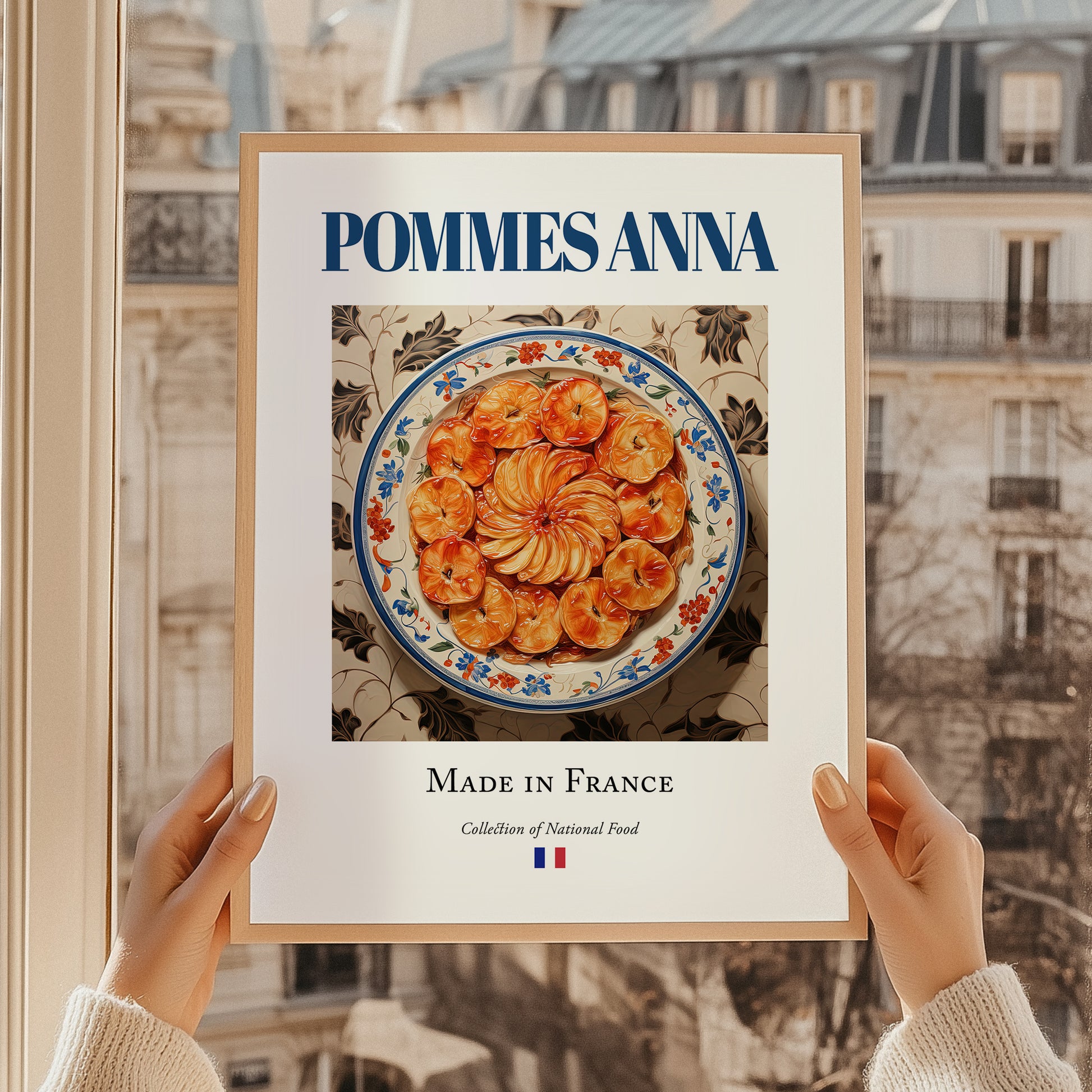 Pommes Anna – French Dish, Café Wall Decor, styled in a charming Paris street view