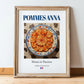 Pommes Anna – French Dish, Café Wall Decor, in wooden frame leaning on the floor