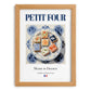Petit four – French Dessert Dish, Bistro Wall Art, set in oak frame