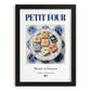 Petit four – French Dessert Dish, Bistro Wall Art, in sleek black frame