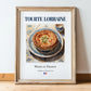 Tourte Lorraine – French Dish, Bistro Wall Decor, in wooden frame leaning on the floor