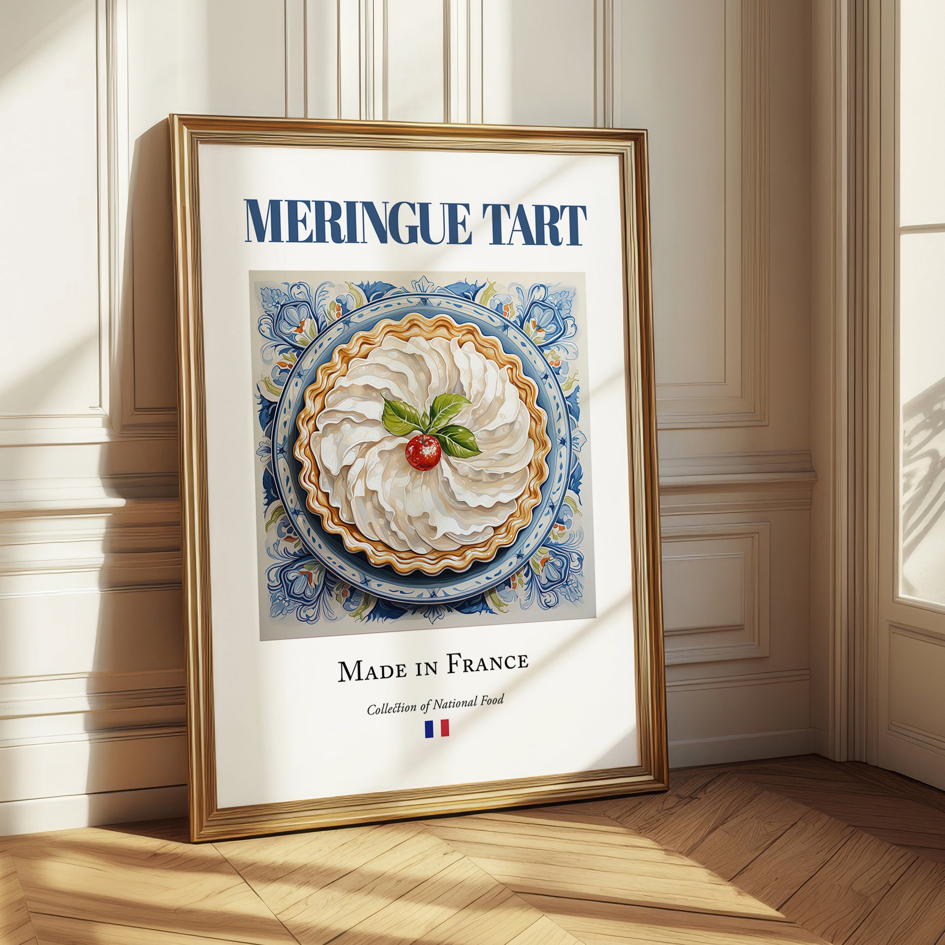 Meringue tart – French Dessert Dish, Café Illustration