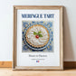 Meringue tart – French Dessert Dish, Café Illustration, in wooden frame leaning on the floor