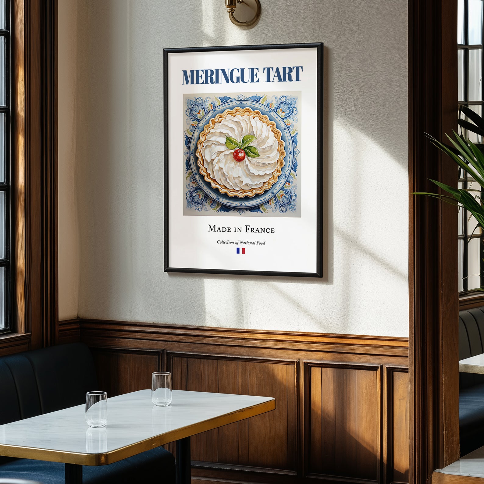 Meringue tart – French Dessert Dish, Café Illustration, clean layout with no caption