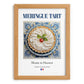 Meringue tart – French Dessert Dish, Café Illustration, set in oak frame