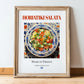 Horiatiki salata – Greek Salad Dish, Brasserie Print, in wooden frame leaning on the floor