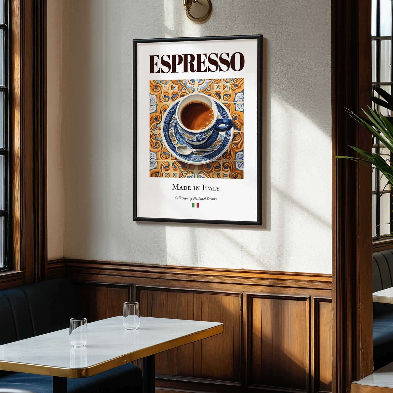 Espresso – Italian Coffee, Street Café Print, clean layout with no caption