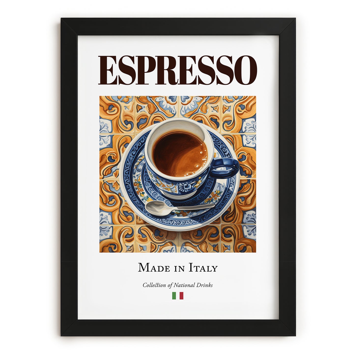 Espresso – Italian Coffee, Street Café Print, in sleek black frame