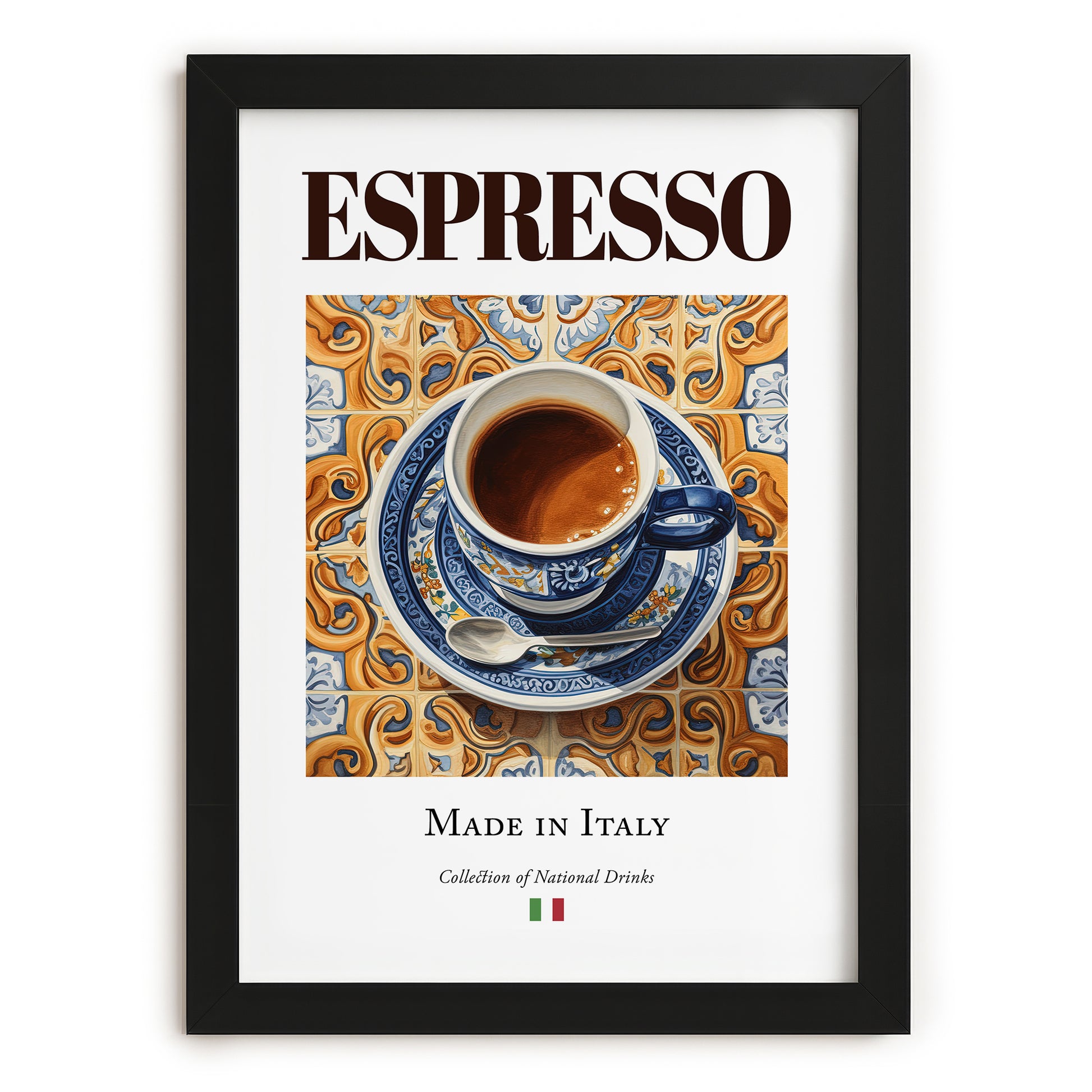 Espresso – Italian Coffee, Street Café Print, in sleek black frame